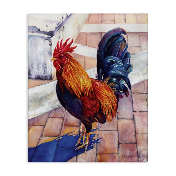 Stupell Industries Farmhouse Rooster Standing on Bricks Canvas Art, 24 x 30, by Julia McGrath