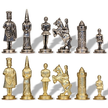 Small Camelot Theme Metal Chess Set by Italfama