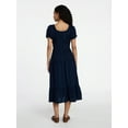 thumbnail image 2 of Time and Tru Women's Smocked Cotton Peasant Dress with Short Sleeves, Sizes XS-XXXL, 2 of 5