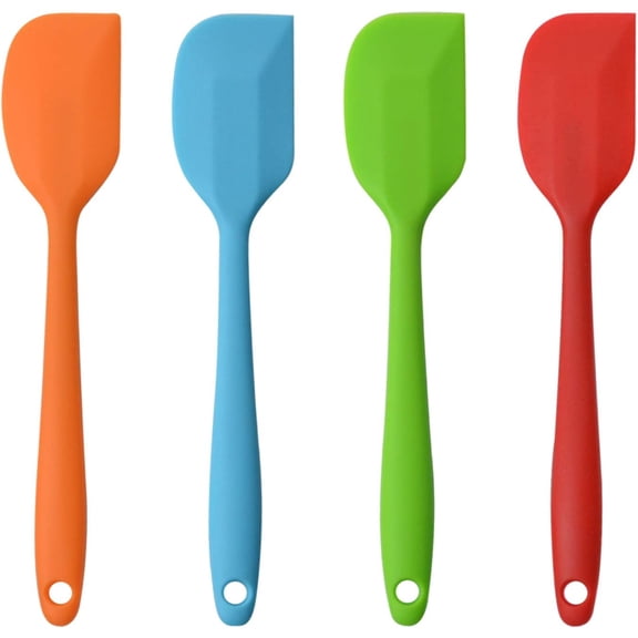 Silicone Spatulas, 11 Inch Heat Resistant Rubber Spatula, Seamless One Piece Design, Non-Stick Flexible Scraper for Baking and Mixing, 4 Piece Set