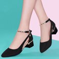 thumbnail image 5 of Spring and Summer Shallow Shoes for Women Wide Width Comfortable Mouth Women Single Shoes for Women Dress Thick Heel Buckle Pointed Women's formal Shoes Toe Shoes Metal Decoration, 5 of 7