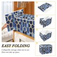 thumbnail image 2 of Yayeee Collapsible Storage Bin with Lid Fabric Closet Decorative Basket with Handles, Blue Hexagon Pattern, 2 of 7
