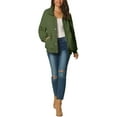 thumbnail image 2 of INSPIRE CHIC Women's Fluffy Fleece Two Pockets Long Sleeve Button Front Closure Casual Coat M Army Green, 2 of 6
