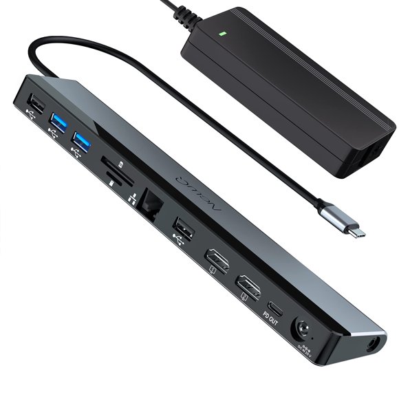 Estación de acoplamiento USB C con doble monitor 12 en 1 NewQ con alimentación