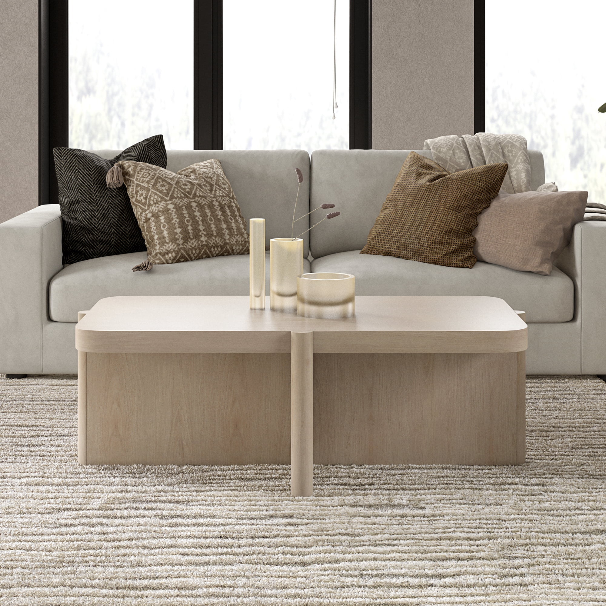 Evelyn&Zoe Modern/Contemporary 45" Wide Alder White Coffee Table