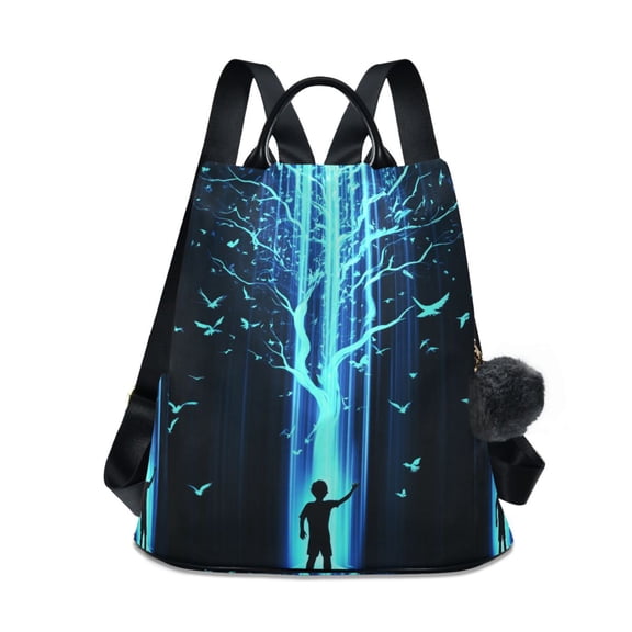 FORMRS Women's Travel Backpack Purse Anti-Theft Hidden Pockets Casual Shoulder Bag, Blue Tree