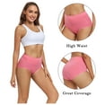 thumbnail image 4 of Wirarpa Women's Underwear High Waisted Full Coverage Cotton Briefs 4 Pack(L, Watermelon red/Dark pink/Light purple/Light yellow), 4 of 6
