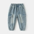 thumbnail image 2 of Coerni Boys Toddler Jeans, Little Kids Elastic Waist Classic Retro Stretch Cargo Denim Work Pants with Pockets 2025, 2 of 9