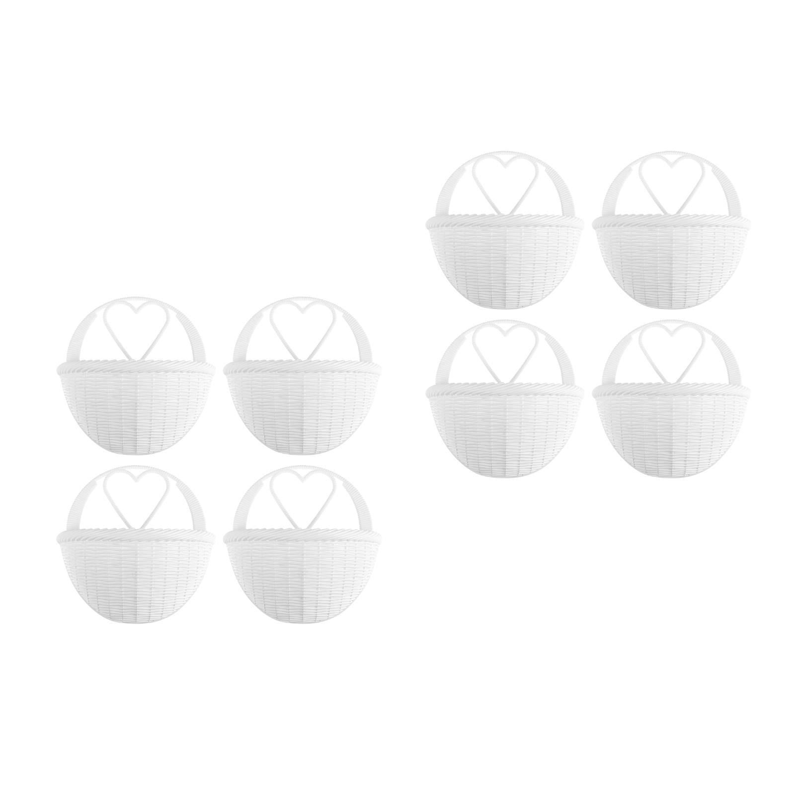 unbranded 8 pcs Hanging Rattan Flower Basket Wicker Hanging Planter Pot For Plants Basket Pot Floral Containers White