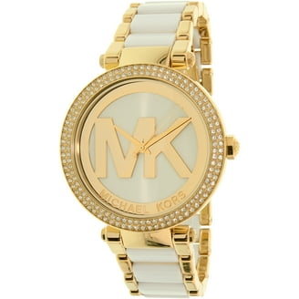 Michael Kors Women's Parker Wrist Watch, Crystal Pave Logo, Rose