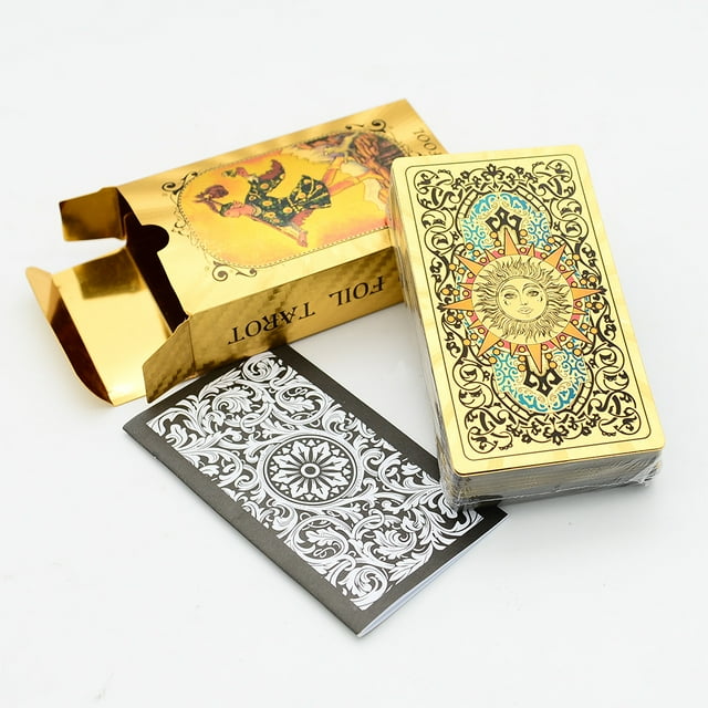 Cartas de Tarot de lámina de oro nuevo de oro rosa, juego de mesa de Tarot, juguete de PVC resistente al agua y al desgaste, exclusivamente para ventas directas