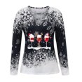 thumbnail image 4 of Camisas Navideñas Para Mujer Tops de Manga Larga Moda Con Cuello en V Empalme Irregular Suelto Odeerbi ODB198765, 4 of 4
