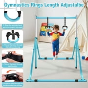 XHYHWYD Gymnastics Bar Foldable Adjustable Height for Kids with Rings green