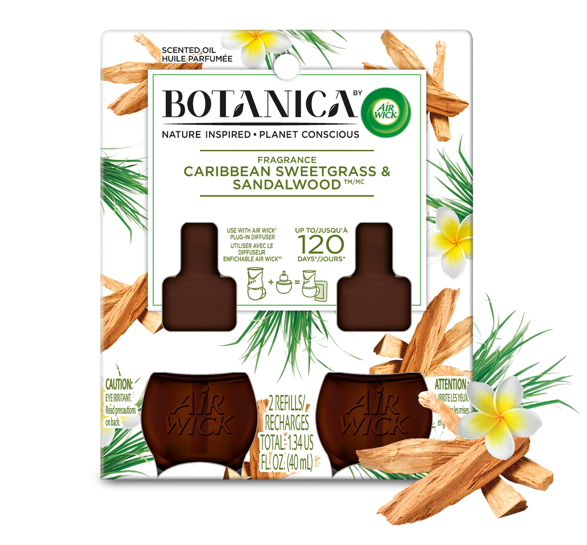 Air Wick Botanica Plug in Refill, 2 Ct, Caribbean Sweetgrass and