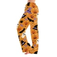 thumbnail image 2 of IYYVV Women's Halloween Pajama Cute Ghost Print Lounge Pants Palazzo Soft Lightweight Sleepwear Pjs Bottom 2026 Yellow 3XL, 2 of 7