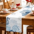 thumbnail image 5 of Summer Coral Table Runner 70 Inches, Coastal Ocean Starfish Conch Lake Blue Bed Runner Dresser Scarves Tabletop for Indoor Outdoor Parties/Ceremony/Banquet, 13" x 70", 5 of 9