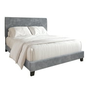 Castle Place Chic Corduroy Velvet Upholstered King Bed, Grey