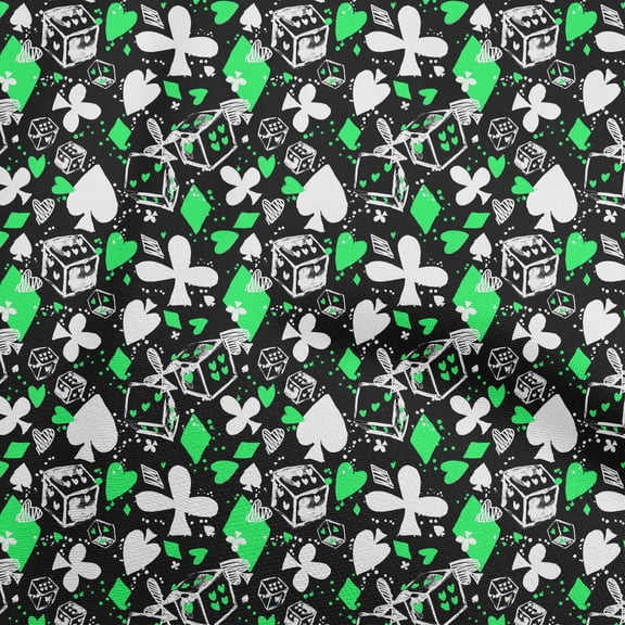 oneOone Georgette Viscose Light Green Fabric Poker Card Sewing Fabric By The Yard Printed Diy Clothing Sewing Supplies 42 Inch Wide