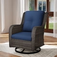 thumbnail image 3 of MeetLeisure 1 PCS Outdoor Swivel Rocker Patio Chair, Wicker Furniture with High Back, Deep Seating, Wide Armrest, Thick Cushions for Deck Porch, Dark Blue, 3 of 11