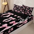 thumbnail image 3 of Manfei Pink Coquette Bow Zipper Full Size Comforter Sets with Fitted Sheet and 2 Pillowcases For Girls,Cute Polka Dot Bowknot Zipper Bedding Set For Kids,Black Reversible,4-Piece, 3 of 7