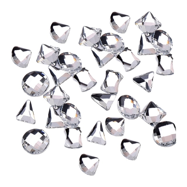 Wweixi 50 Pieces Specific-shaped Glass Crystal Set Excellent Gloss Personalized Nail Art Rhinestones DIY Handcraft Mobile Phone Crystal White