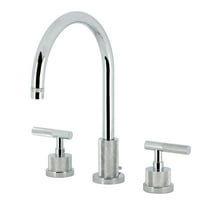 Kingston Brass KS8921KNL Convergent Two-Handle 3-Hole Deck Mount Widespread Bathroom Faucet with Knurled Handle and Brass Pop-Up in Polished Chrome