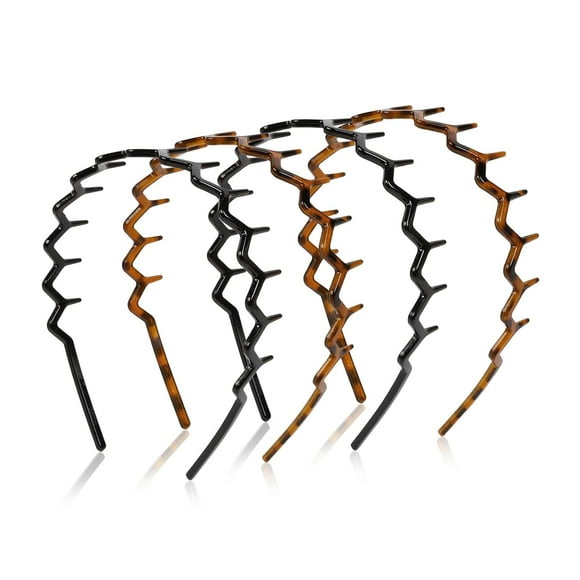 Zig Zag Headbands for Women Teen Girls Men, Plastic Hair Bands with Teeth Thin Zigzag Head Bands for Women's Hair, Non Slip Black Comb Hairbands Hair Accessories, 4 Packs