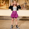 thumbnail image 2 of Godom Girls Sparkly Sequin Skirt 3T-14T Elastic Waist Shiny Mini Skater Cheerleader Dance Outfit,Hot Pink, 2 of 6