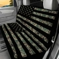 thumbnail image 2 of KUIFORTI American Flag Bench Seat Cover Black Seat Covers for Cars, Universal Fit Rear Split Bench Seat Cover for Trucks, SUV, Stretchable Backrest Saddle Blanket Protector Set of 2 Pieces, 2 of 4