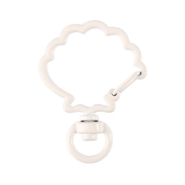 10pcs/Lot 2x40mm Metal Hollow Shell Shape Keychain Split Key Ring Swivel Lobster Clasp Connector For DIY Bag Belt Dog Mask Chains White