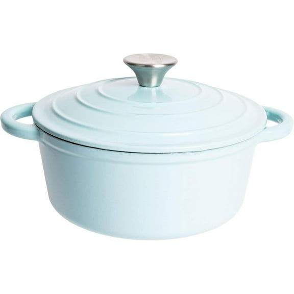 Lexi Home 2.8-Qt Enameled Cast Iron Dutch Oven with Lid & Loop Handle, Light Blue