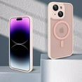 thumbnail image 4 of Compatible with iPhone 15 Magnetic Frosted Case with Camera Lens Film Compatible with MagSafe Wireless Charging Case Men Women Translucent Matte Shockproof Phone Cover, Pink, 4 of 14