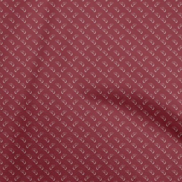 oneOone Cotton Silk Maroon Fabric Orange Craft Projects Decor Fabric Printed By The Yard 42 Inch Wide