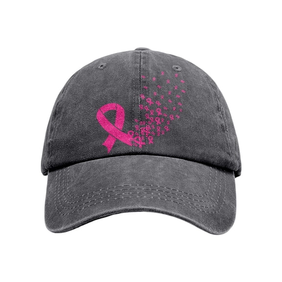 Bibifish Womens Baseball Cap Cancer Awareness Distressed Washed Tone Adjustable Outdoor Sun Headcaps