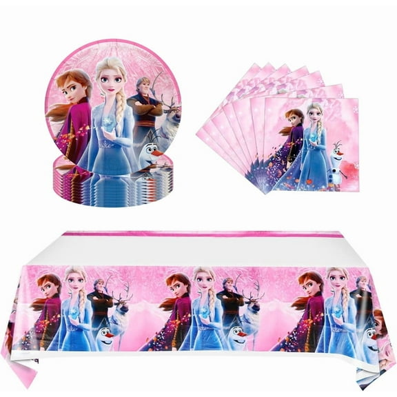41Pcs Princess Party Supplies include 20 plates, 20 napkins and 1 Tablecover for Princess birthday party Decoration