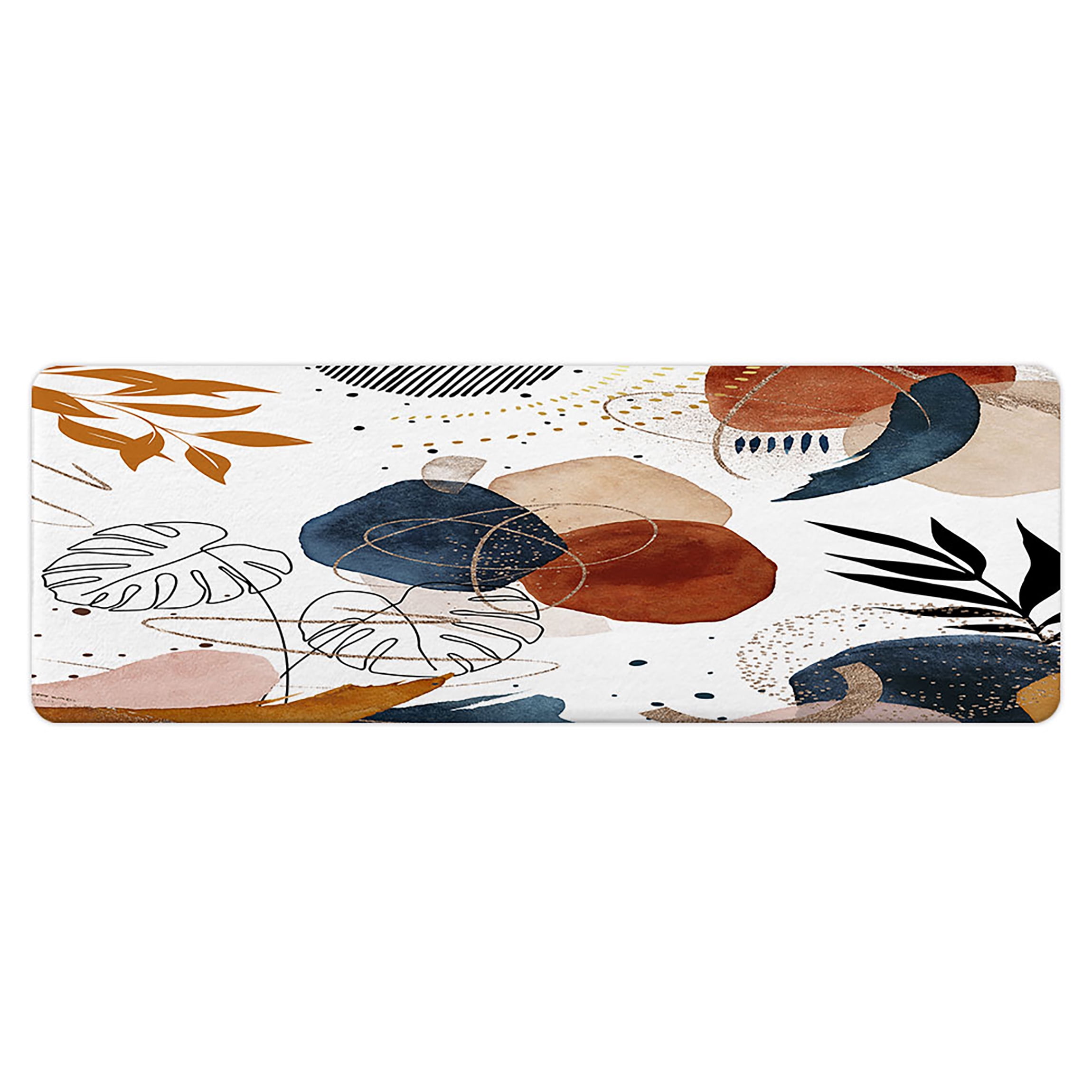 VEIVIAN Floral Brown Flannel Bath Rug, 16" x 24", Non-Slip Backing