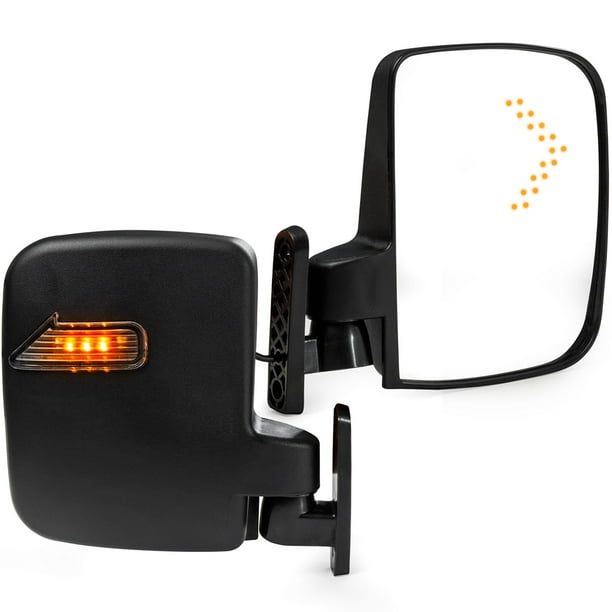 2x Universal Golf Cart Side Mirrors w/ LED Turn Signal Indicators