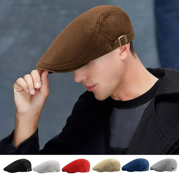 Mens Breathable Mesh Summer Newsboy Beret Ivy Cabbie Flat Cap