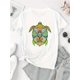 thumbnail image 4 of Women's Fashion Turtle Print T-Shirt, Casual Crew Neck Short Sleeve Top, Polyester 95% Spandex 5%, Medium Stretch Knit Fabric, All-Season Animal Pattern Tee, 4 of 8