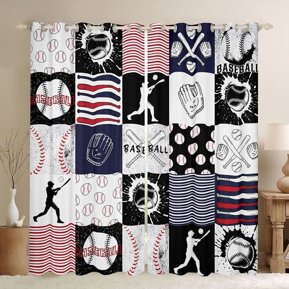 Feelyou Child Baseball Lover Black Out Curtains, Sports Curtains Pack of 2 (42x63 Each)