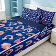 thumbnail image 2 of Erosebridal Cute Rainbow Zipper Twin Comforter Sets with Fitted Sheet and 2 Pillowcases, Cartoon Flamingo Zipper Bedding Set, Navy Reversible, Royal Blue Pink, Navy Reversible, 2 of 7