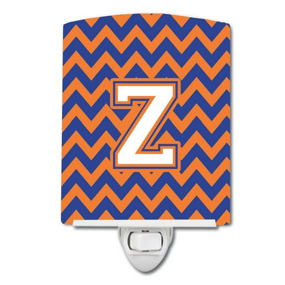 Caroline's Treasures CJ1060-ZCNL Letter Z Chevron Blue and Orange #3 Ceramic Night Light, 6x4x3", multicolor
