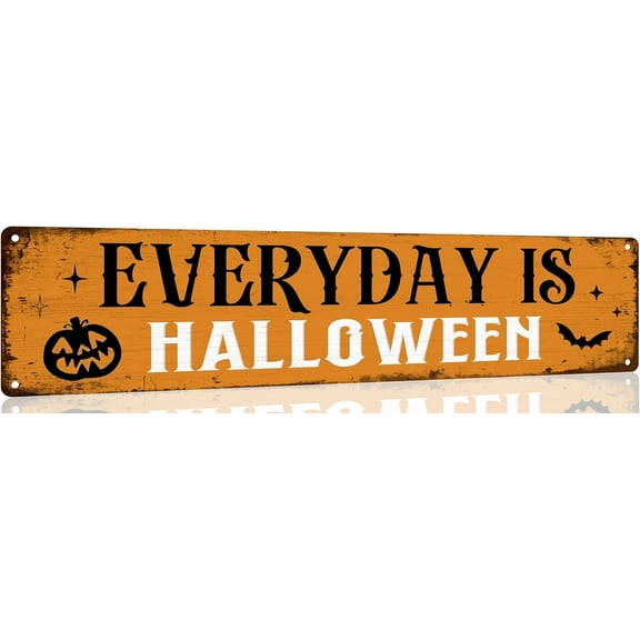 Everyday is Halloween Tin Sign Vintage Halloween Metal Signs Gothic Halloween Witch Decorations for Cafe Bar Kitchen 4x16 Inch