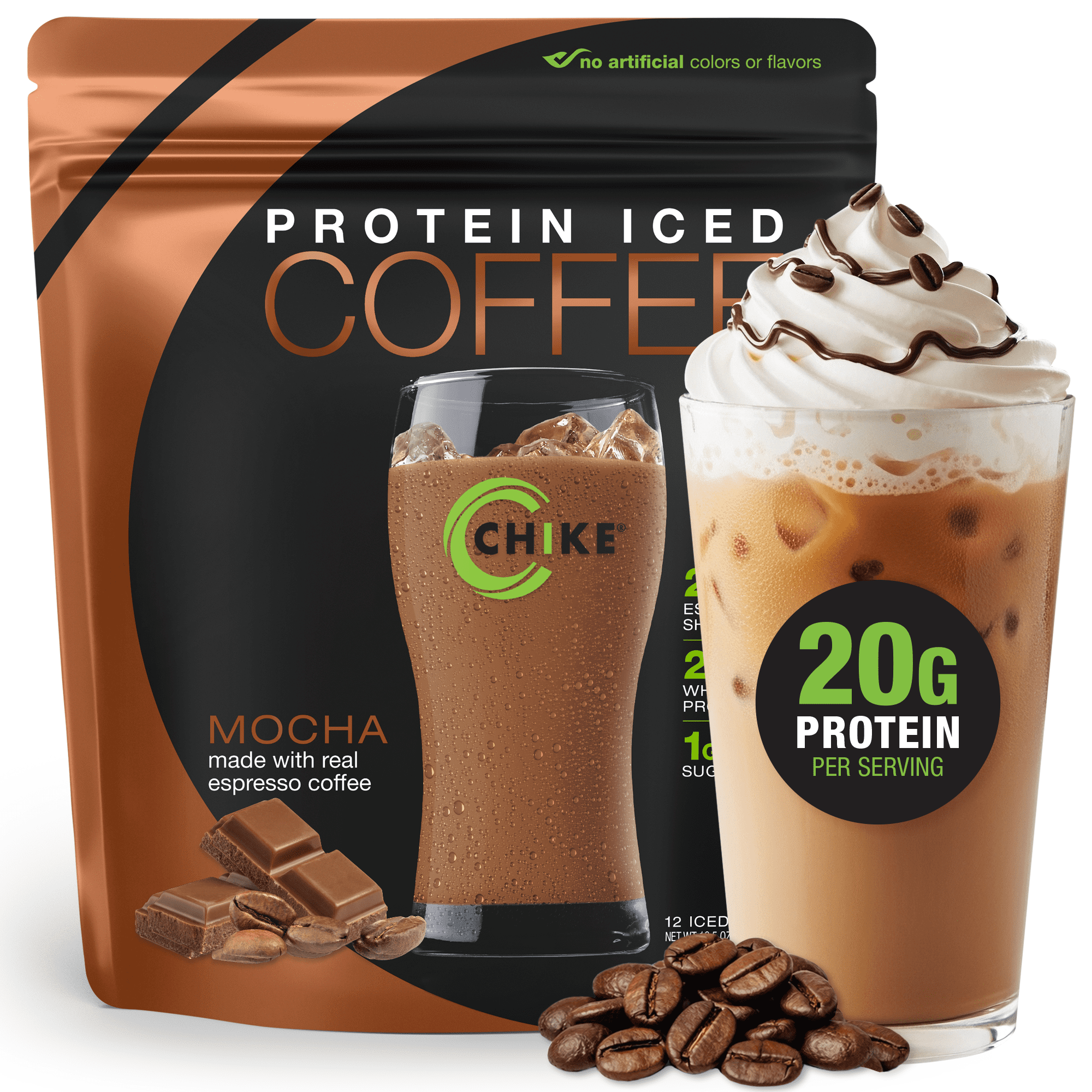 Chike Mocha Protein Iced Coffee with Real Espresso, 20g Protein, 12 Servings