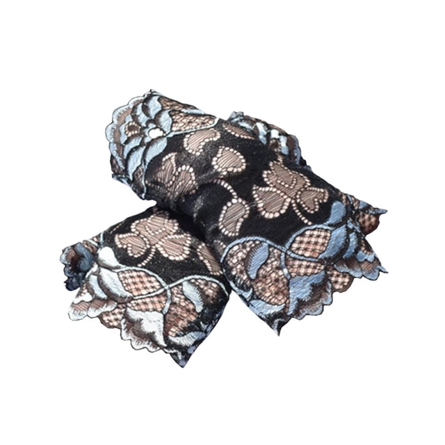 Guantes sin dedos para mujer, manoplas, guantes para el sol, puños, accesorios, mangas florales Azul claro