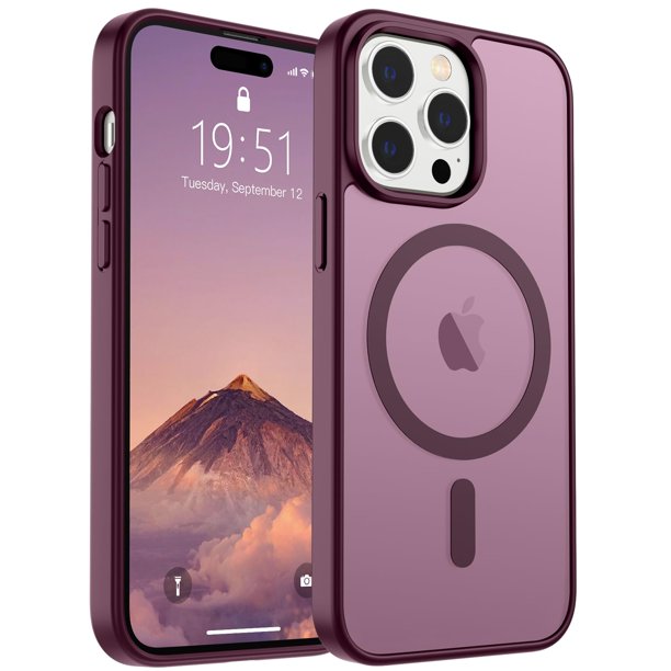 Funda magnética SUPFINE para iPhone 14 Pro, color rojo vino