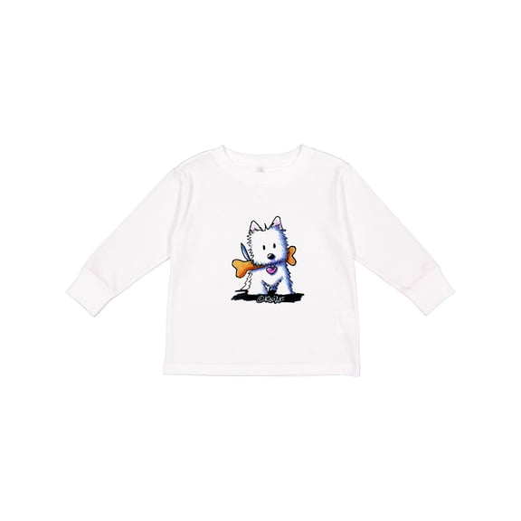 Inktastic KiniArt Westie with Bone Boys or Girls Long Sleeve Toddler T-Shirt