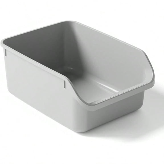 Large Cat Litter Box with High SidesCat Boxes for Indoor Cats Cat Litter Pan for Kitty Litter Box with Low Entry Easy to Clean Anti-Splashing Grey