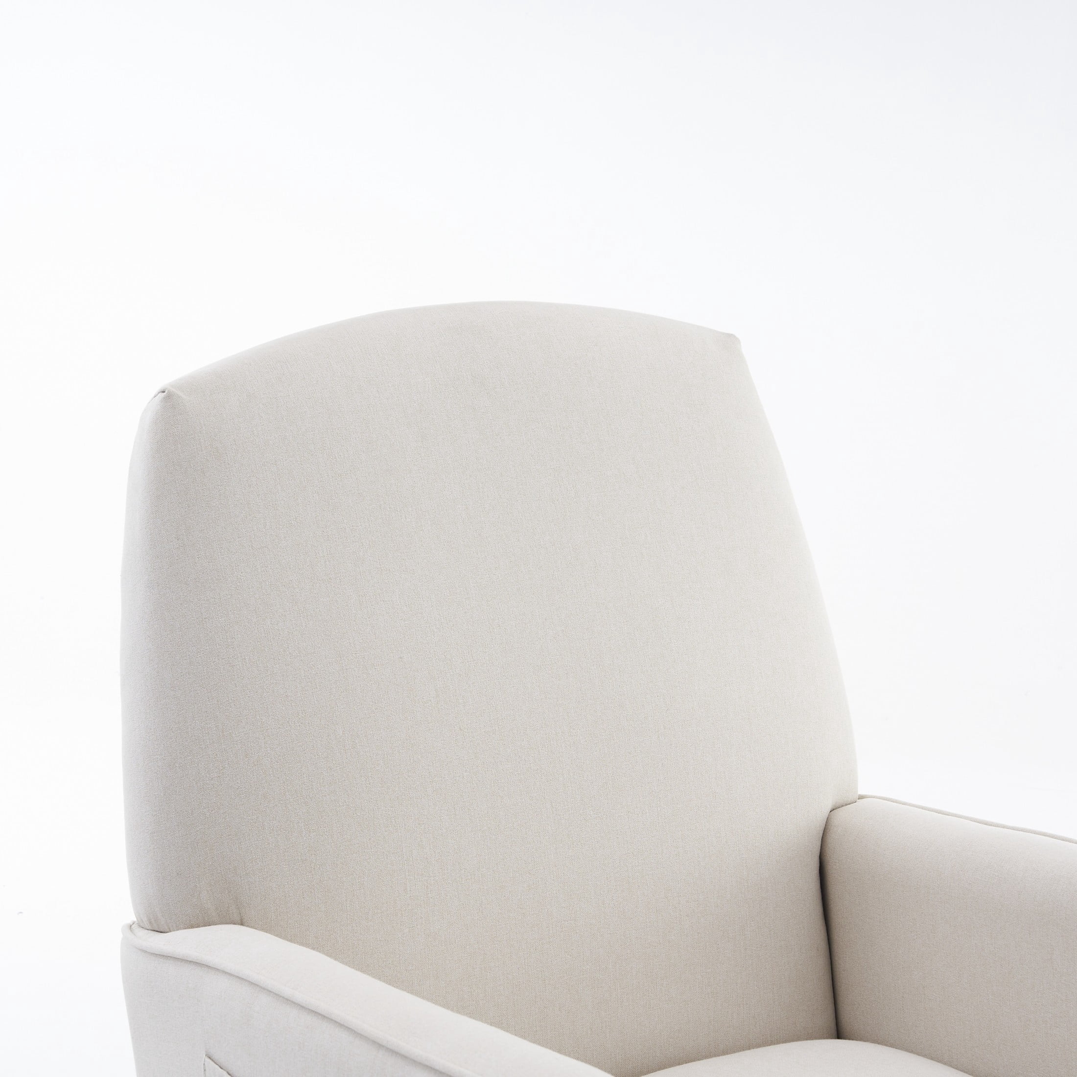 Noble House Nesta Upholstered Linen Glider Rocking Chair, Reclining Nursery Armchair with Adjustable Footrest, Beige