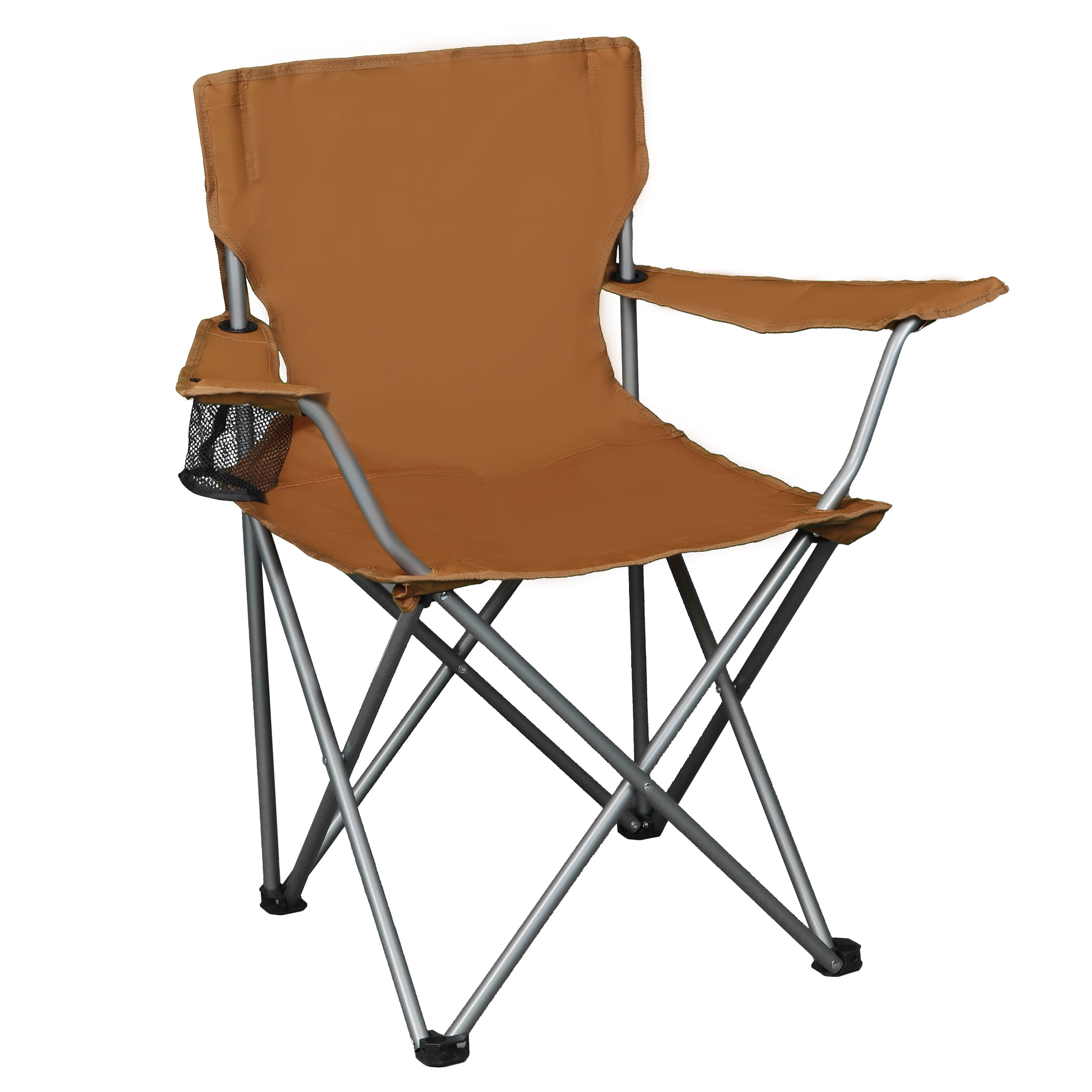 Ozark Trail Folding Camp Chair with Cup Holder – Lightweight, Portable Outdoor Chair for Camping, Tailgating & Sports – Brown